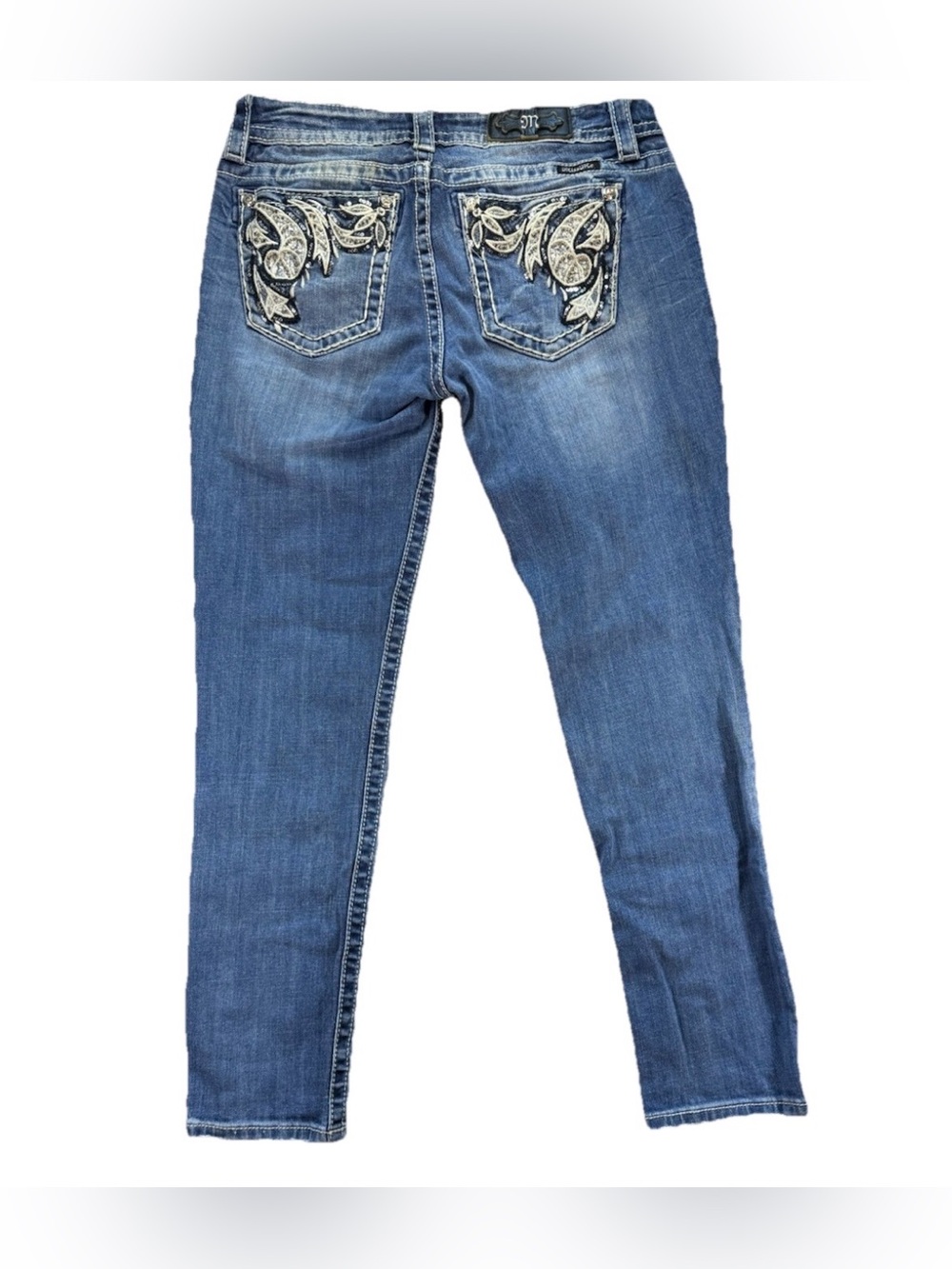 Miss Me Signature Skinny Jeans Women's 30 Blue Rhinestone Embellished Y2K Denim - Picture 2 of 6